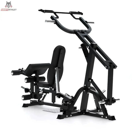 Titanium Strength Multigym Hebelmaschine LG1 – Schrägansicht von links mit Beinstreckermodul