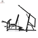 Titanium Strength Multigym Hebelmaschine LG1 – Seitenansicht mit langem Hebelarm und Bank