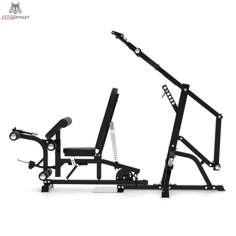 Titanium Strength Multigym Hebelmaschine LG1 – Seitenansicht mit langem Hebelarm und Bank