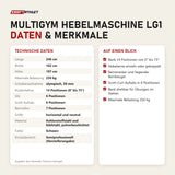 Technische Daten und Merkmale von Titanium Strength Multigym Hebelmaschine LG1 als Tabelle