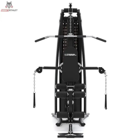 Titanium Strength Multigym MG3 in Frontansicht mit Latzugstange, Rückenpolster und Sitz