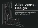 Titanium Strength Multigym MG3 als Infografik zum Design mit allen Übungen von vorn