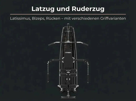 Titanium Strength Multigym MG3 als Infografik zu Latzug und Ruderzug