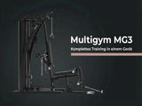 Titanium Strength Multigym MG3 als Infografik mit Seitenansicht vor dunklem Hintergrund