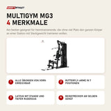 Titanium Strength Multigym MG3 mit 4 Merkmalen: Alle Übungen von vorn erreichbar, Butterfly-Arme in 7 Positionen, Latzug mit Stange und tiefer Ruderzug, Beinstrecker am selben Gerät