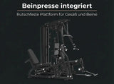 Titanium Strength Multigym MG3L mit Beinpresse auf dunkler Grafik zur integrierten Beinpresse