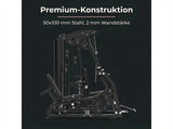 Titanium Strength Multigym MG3L mit Beinpresse auf dunkler Grafik zur Stahlkonstruktion des Rahmens