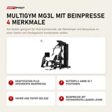Titanium Strength Multigym MG3L mit Beinpresse mit 4 Merkmalen: Kraftstation plus integrierte Beinpresse, Butterfly-Arme in 7 Positionen, Hoher und tiefer Seilzug, Beinpresse mit tiefenverstellbarer Lehne