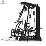 Titanium Strength Multigym MG3L mit Beinpresse in Schrägansicht von hinten mit Kabelführung