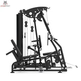 Titanium Strength Multigym MG3L mit Beinpresse in Seitenansicht mit Umlenkrollen und Beinpressplatte