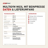 Technische Daten und Lieferumfang von Titanium Strength Multigym MG3L mit Beinpresse als Tabelle