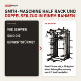 Frage und Antwort zu Titanium Strength MX90 All-in-One Trainer: Wie schwer sind die Gewichtstürme?