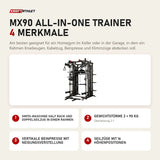 Titanium Strength MX90 All-in-One Trainer mit 4 Merkmalen: Smith-Maschine Half Rack und Doppelseilzug in einem Rahmen, Gewichtstürme 2 × 90 kg, Vertikale Beinpresse mit Neigungsverstellung, Seilzüge mit 16 Höhenpositionen