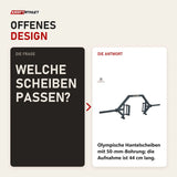 Frage und Antwort zu Titanium Strength Offene Hex-Bar Trap Bar: Welche Scheiben passen?