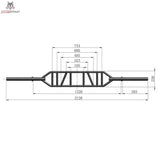 Titanium Strength Olympic Multi Grip Bar Hantelstange als Maßzeichnung mit Längen- und Griffabständen