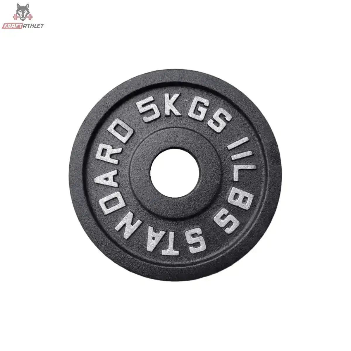 Titanium Strength Olympische Hantelscheiben Gusseisen 1,25–25 kg: einzelne 5-kg-Scheibe in Frontansicht