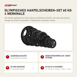 Titanium Strength Olympisches Hantelscheiben-Set 60 kg mit 4 Merkmalen: Gummibeschichtet, Gewichtsnummer auf jeder Scheibe, 50-mm-Bohrung, 60 kg in 14 Scheiben