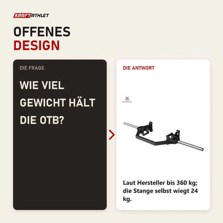 Frage und Antwort zu Titanium Strength OTB Offene Hex-Bar: Wie viel Gewicht hält die OTB?