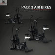 Titanium Strength Pack 3 Air Bikes, drei Air Bikes gemeinsam vor dunklem Hintergrund