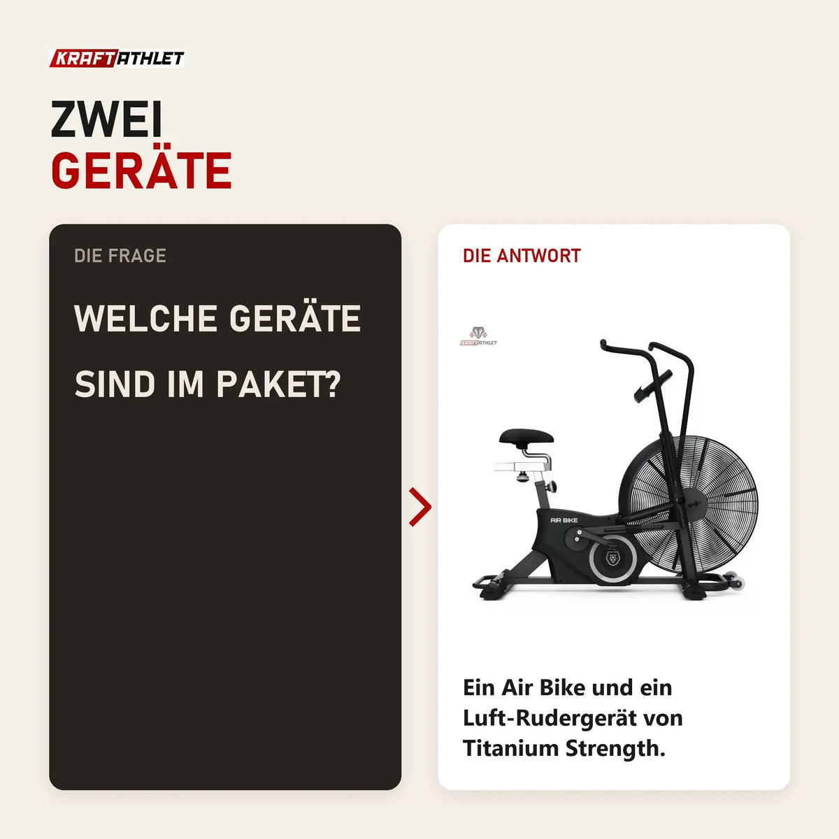 Frage und Antwort zu Titanium Strength Pack Air Bike + Luft-Rudergerät: Welche Geräte sind im Paket?