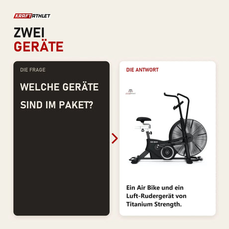 Frage und Antwort zu Titanium Strength Pack Air Bike + Luft-Rudergerät: Welche Geräte sind im Paket?