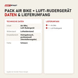 Technische Daten und Lieferumfang von Titanium Strength Pack Air Bike + Luft-Rudergerät als Tabelle