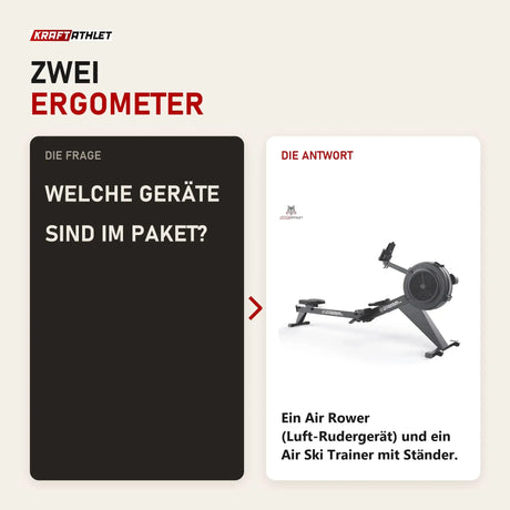 Frage und Antwort zu Titanium Strength Paket Luft-Rudergerät + Ski Trainer mit Ständer: Welche Geräte sind im Paket?