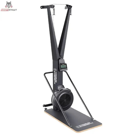 Titanium Strength Paket Luft-Rudergerät + Ski Trainer mit Ständer, Ski Trainer auf Standplatte in Frontansicht