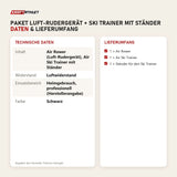 Technische Daten und Lieferumfang von Titanium Strength Paket Luft-Rudergerät + Ski Trainer mit Ständer als Tabelle