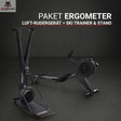 Titanium Strength Paket Luft-Rudergerät + Ski Trainer mit Ständer, Titelbild mit beiden Geräten vor dunklem Hintergrund