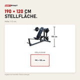 Maßbild Titanium Strength PM50 Brust- und Schulterpresse: Stellfläche 190 × 120 cm, Höhe 115 cm
