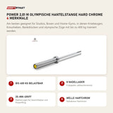 Titanium Strength Power 2,01 m Olympische Hantelstange Hard Chrome mit 4 Merkmalen: Bis 400 kg belastbar, 8 Nadellager, 25-mm-Griff, Welle Hartchrom