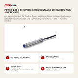 Titanium Strength Power 2,20 m Olympische Hantelstange Schwarzes Zink mit 4 Merkmalen: Bis 650 kg belastbar, 8 Nadellager, 28-mm-Griff, Welle schwarzes Zink
