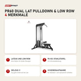 Titanium Strength PR60 Dual Lat Pulldown & Low Row mit 4 Merkmalen: Latzug und Low Row, 95-kg-Stahlstapel, Seilzug 1:1, Scheibenaufnahme