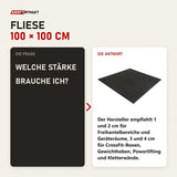Frage und Antwort zu Titanium Strength Premium Bodenschutzmatte weiß gefleckt 100 × 100 cm: Welche Stärke brauche ich?