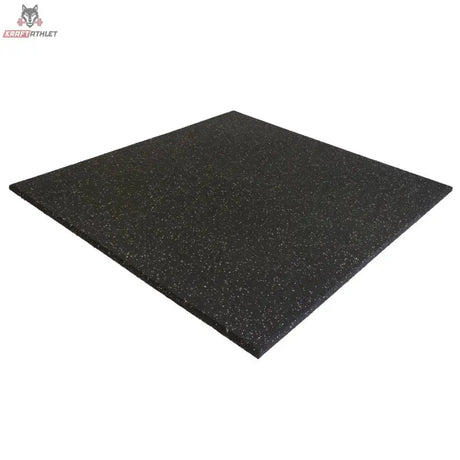 Titanium Strength Premium Bodenschutzmatte weiß gefleckt 100 × 100 cm, Schrägansicht der schwarzen Gummimatte mit weißen Sprenkeln