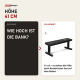 Frage und Antwort zu Titanium Strength Premium Flachbank 272BP: Wie hoch ist die Bank?