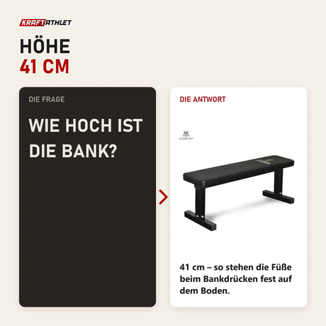 Frage und Antwort zu Titanium Strength Premium Flachbank 272BP: Wie hoch ist die Bank?