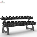 Titanium Strength Pro-PU-Kurzhantelset 2,5–25 kg mit Rack – Zweistöckiges Rack mit kompletter Hantelreihe