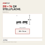 Maßbild Titanium Strength Pro PU Rundhantel-Set 2,5–50 kg mit 2 Racks: Stellfläche 210 × 76 cm, Höhe 80 cm