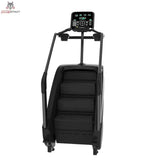 Titanium Strength ProClimber Stair Climber in Schwarz, Frontansicht auf weißem Hintergrund mit Treppenstufen