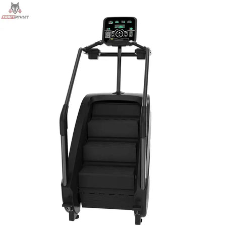 Titanium Strength ProClimber Stair Climber in Schwarz, Frontansicht auf weißem Hintergrund mit Treppenstufen