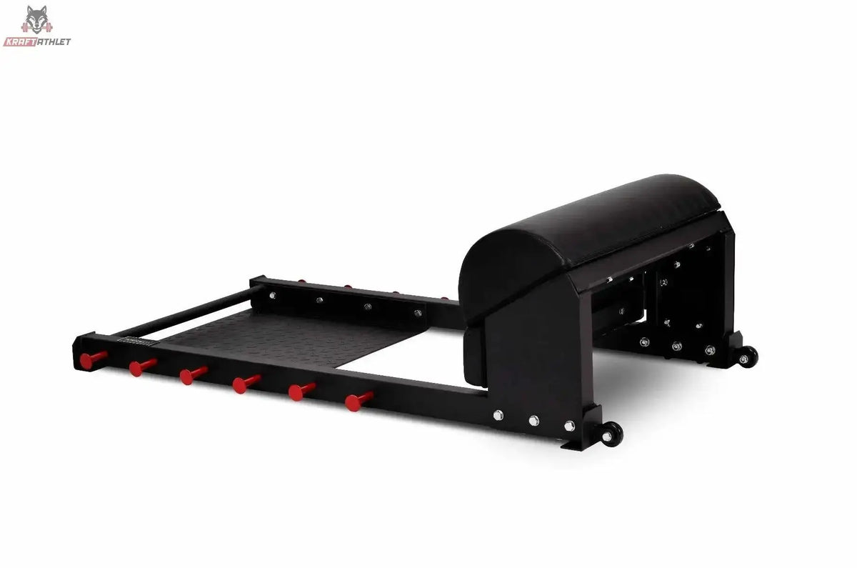 Titanium Strength Professional Hip Thrust 131HT in Schwarz, Seitenansicht mit roten Scheibenaufnahmen