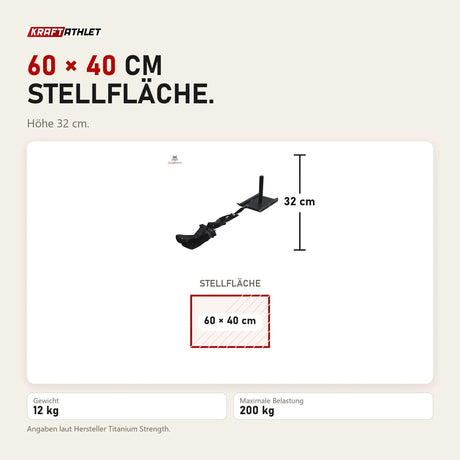 Maßbild Titanium Strength PS12 Power Sled: Stellfläche 60 × 40 cm, Höhe 32 cm