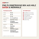 Technische Daten und Merkmale von Titanium Strength PWX Plyometrische Box aus Holz als Tabelle