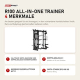 Titanium Strength R100 All-in-One Trainer mit 4 Merkmalen: Half Rack Smith-Maschine und Doppelseilzug in einem Rahmen, Doppelseilzug 2:1, Niedrige Ruderplattform mit 1:1, Smith-Stange bis 400 kg