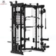 Titanium Strength R100 All-in-One Trainer – Schrägansicht mit Multipresse, Seilzügen und Übungstafel