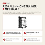 Titanium Strength R200 All-in-One Trainer mit 4 Merkmalen: Smith-Maschine Half Rack und Doppelseilzug in einem Rahmen, Gewichtstürme 2 × 90 kg, Smith-Stange bis 400 kg, Klimmzugstange mit mehreren Griffvarianten