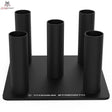 Titanium Strength Rack für 5 olympische Stangen vertikal in Schwarz, Frontansicht mit fünf Rohrhaltern auf Bodenplatte
