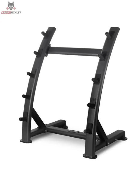 Titanium Strength Rack für feste Hanteln in Schrägansicht von links mit gebogenen Holmen